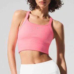 Alo Yoga Seamless Ribbed Favorite Bra Tank in Neon Bubblegum Size S